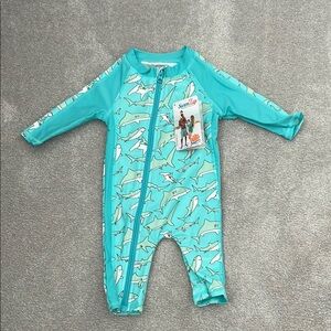 SwimZip Deep Blue Sharks Swimsuit Size 0-6 months